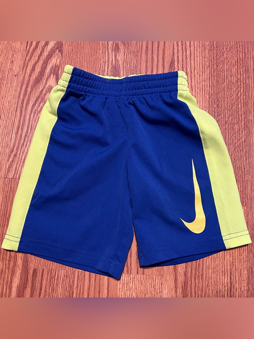 Nike Royal Blue Kids Athletic Shorts with Yellow Accent size 4/xs